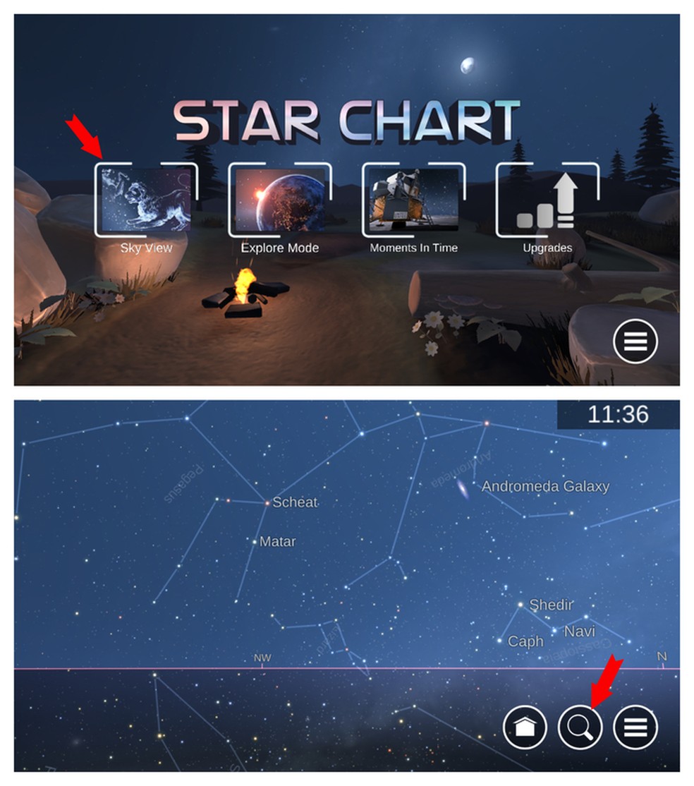 Start Chart reproduces the sky and the position of the stars Photo: Reproduction / Adriano