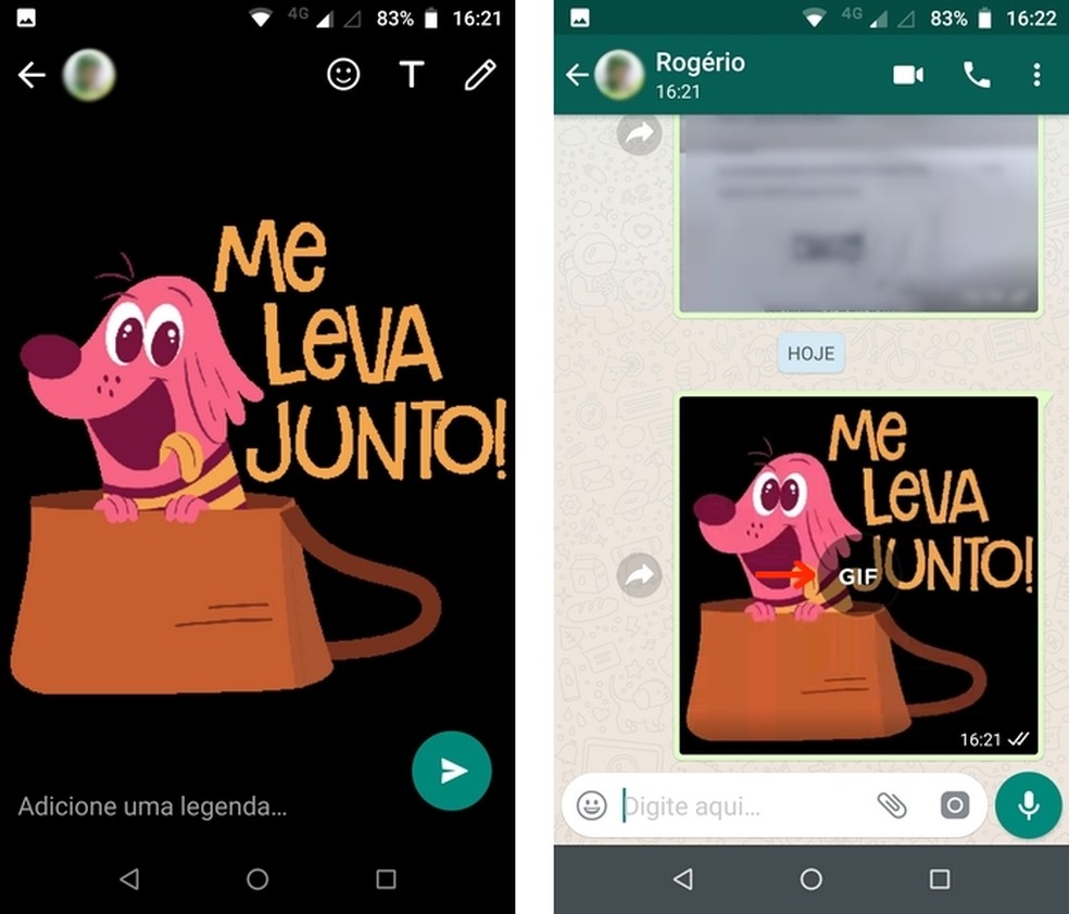 Sending Gboard Animated Sticker in WhatsApp Chat Photo: Reproduo / Raquel Freire