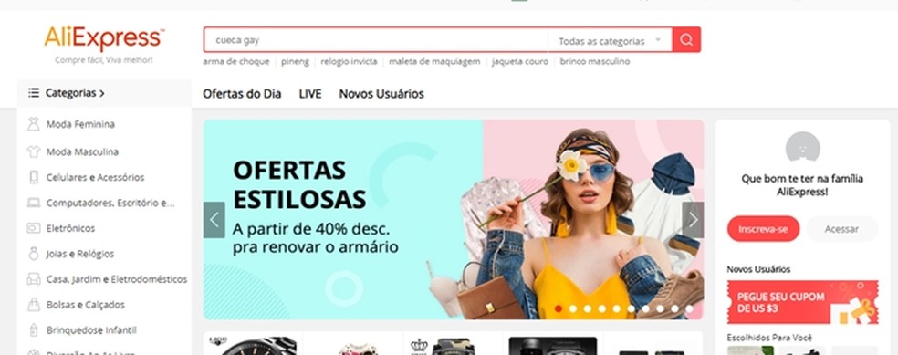 AliExpress is among Brazilians' favorite international shopping sites Photo: Reproduction