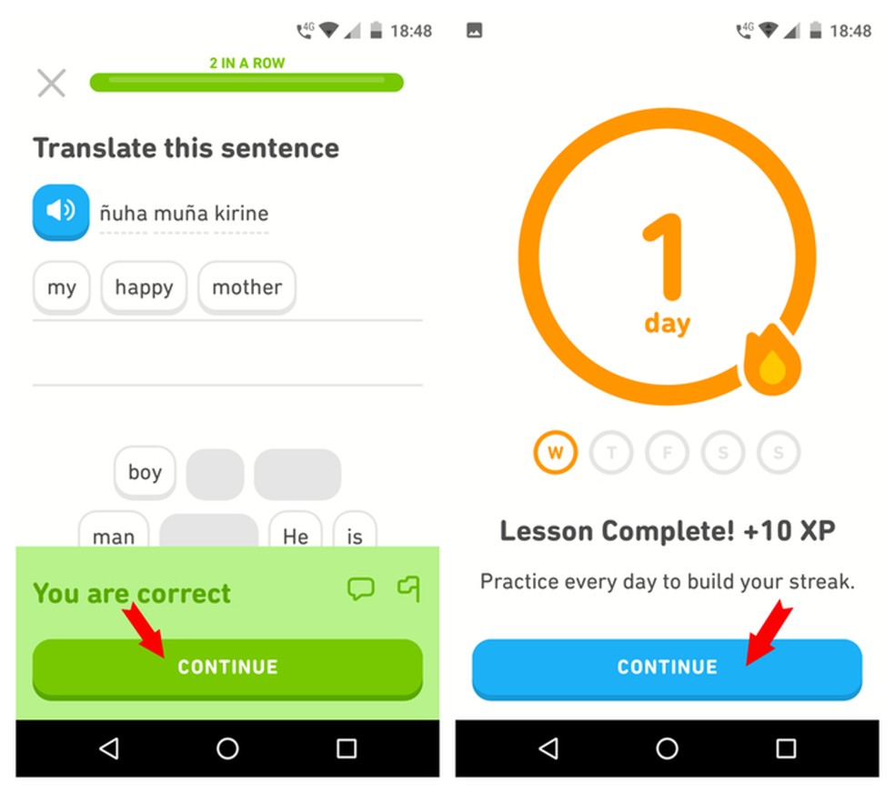 Learning in Duolingo can be done without initial registration, but to save progress I need to log in to the app Photo: Reproduo / Adriano