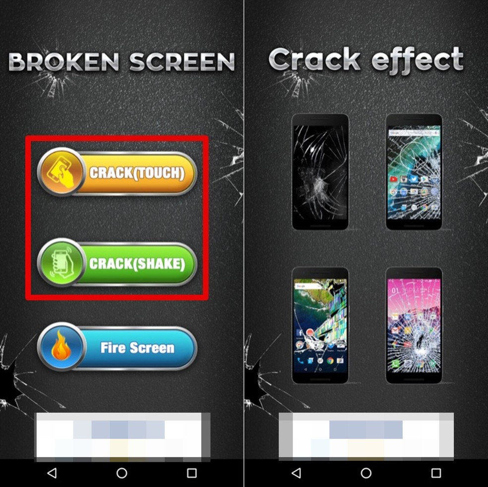 Choose the desired effect in the app Broken Screen Photo: Helito Beggiora / dnetc