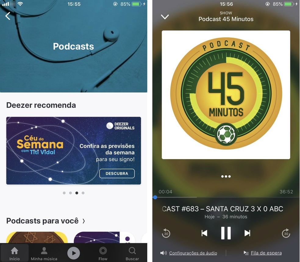 Deezer has exclusive podcast section for streaming service Photo: Reproduction / Rodrigo Fernandes