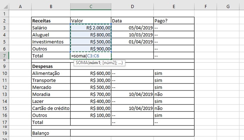 Calculating total spending and revenue Photo: Reproduction / Helito Beggiora