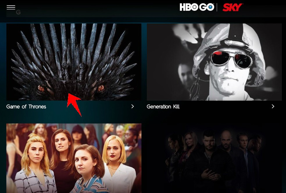 Click on the Game of Thrones icon to watch series Photo: Playback / Rodrigo Fernandes
