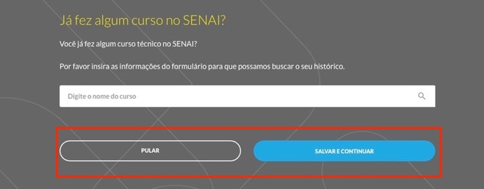 Courses information screen held at Senai to create an account on Mundo Senai website Photo: Reproduction / Marvin Costa