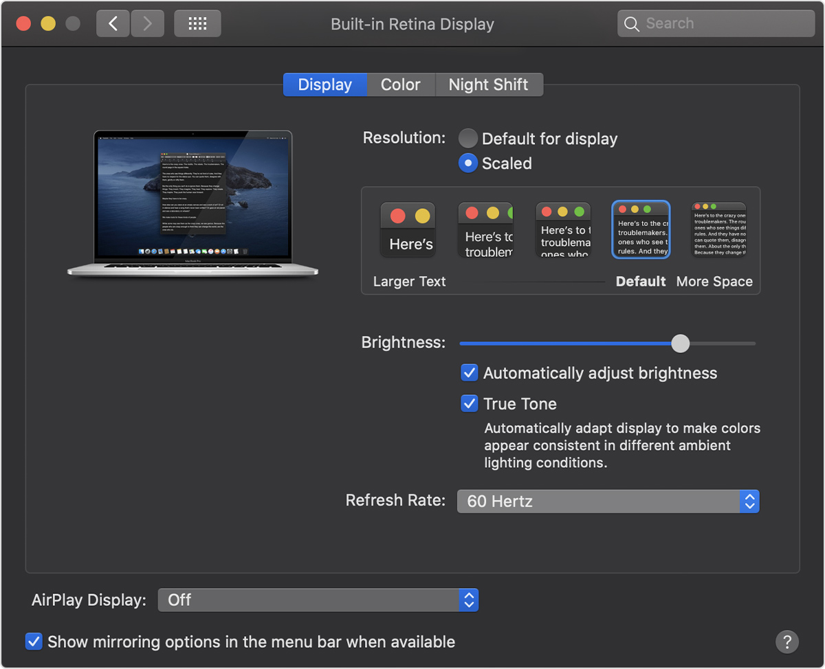 16 ″ MacBook Pro allows users to change screen refresh rate