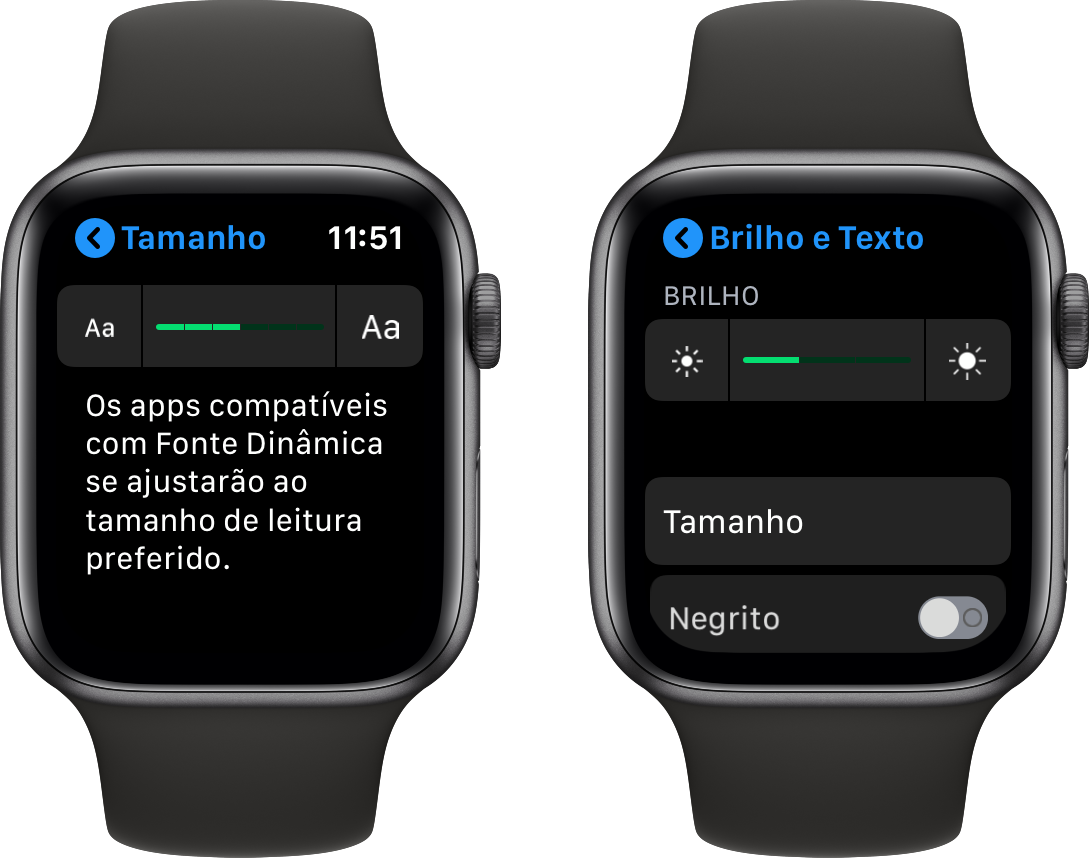 Adjusting brightness and text in Apple Watch