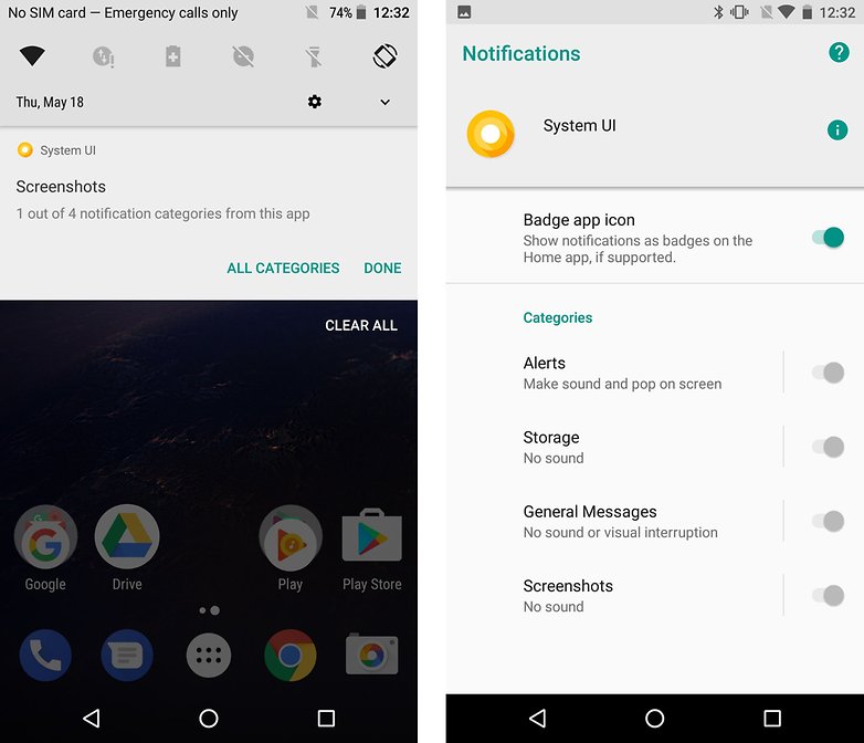 android the preview UI notifications