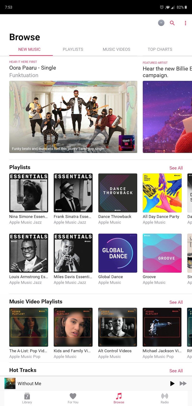 Apple Music adapted for Android tablet