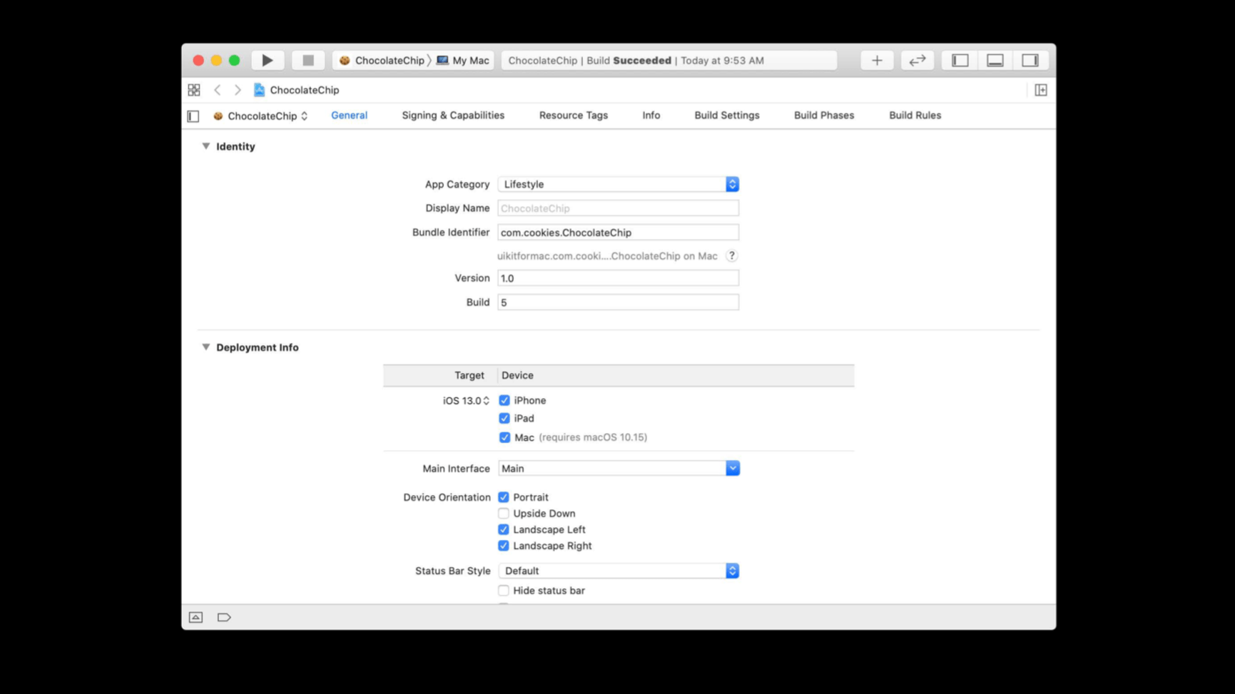 Xcode running with the Catalyst Project