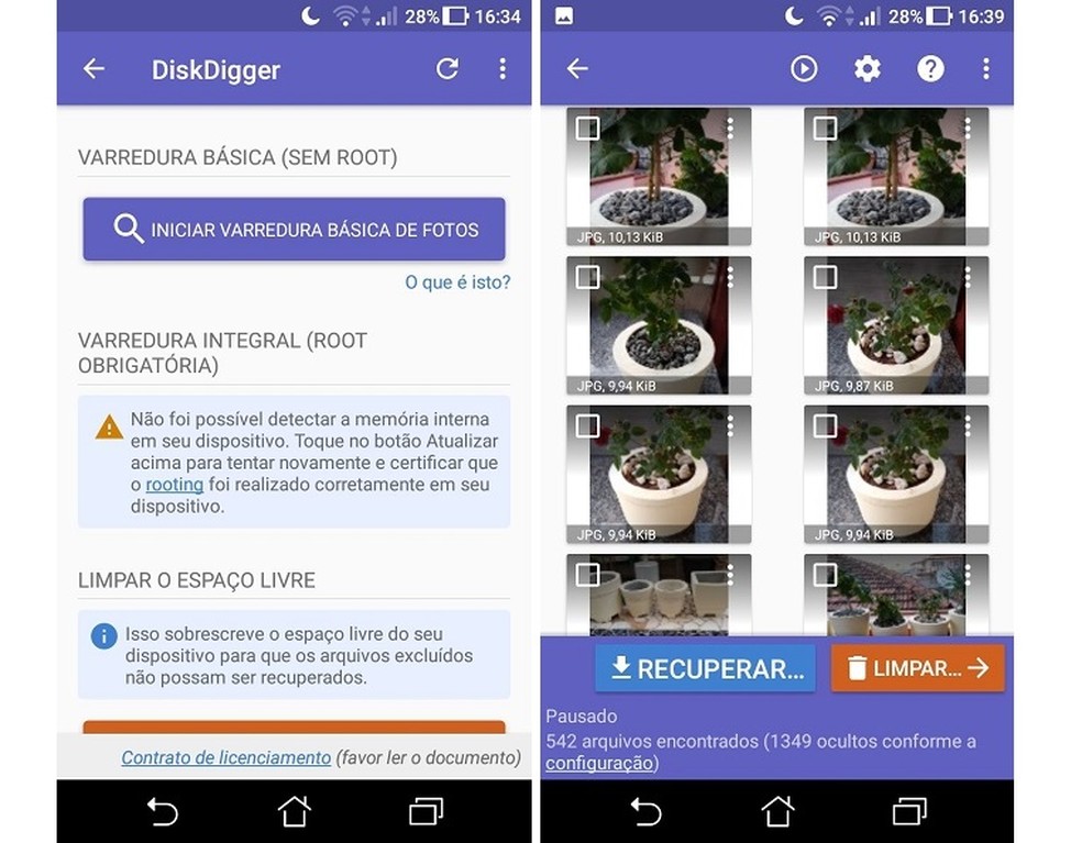 DiskDigger recovers deleted files from Android phone Photo: Playback / Maria Dias