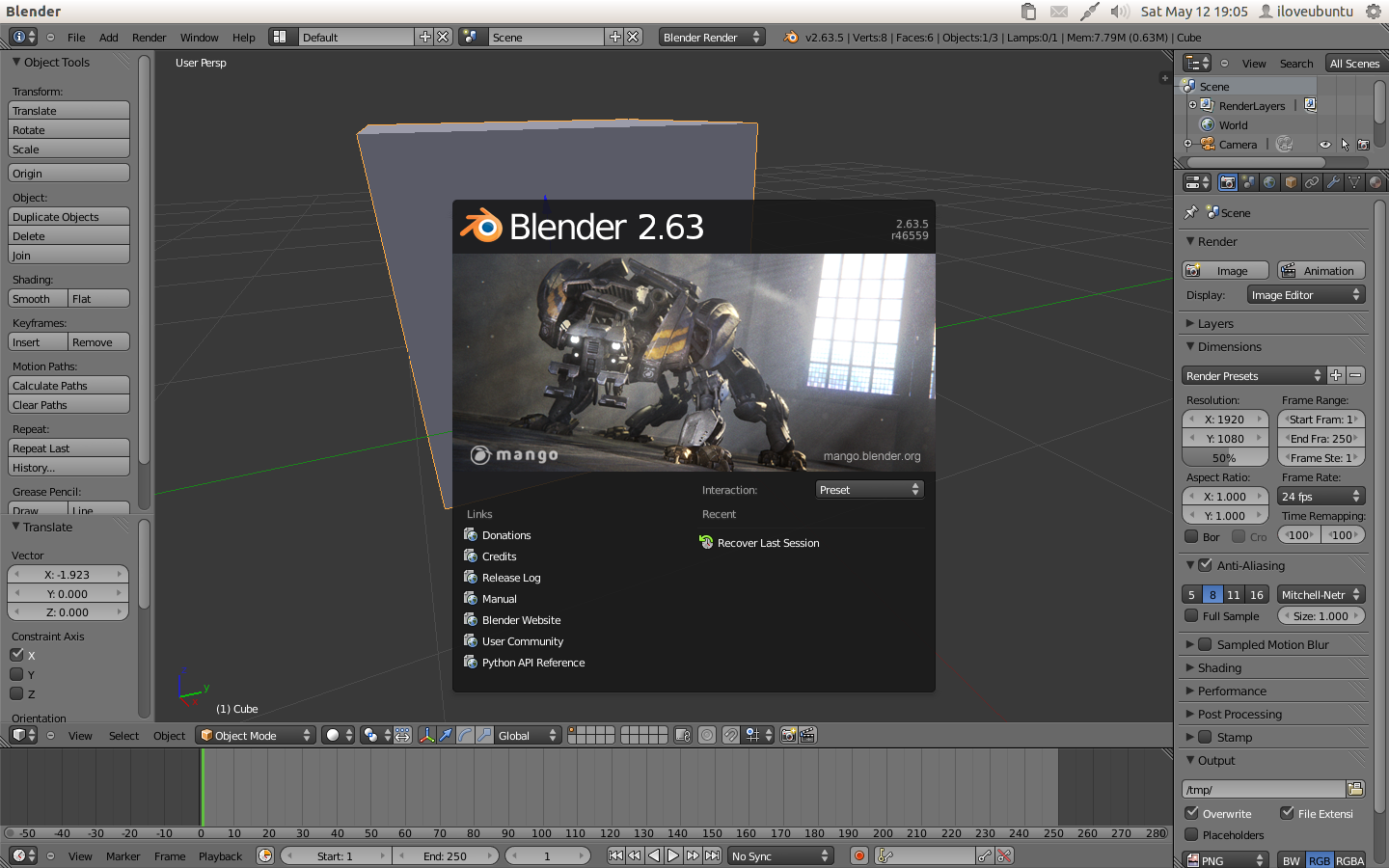 Blender 2.63a is released with over 100 bug fixes [PPA Ubuntu]