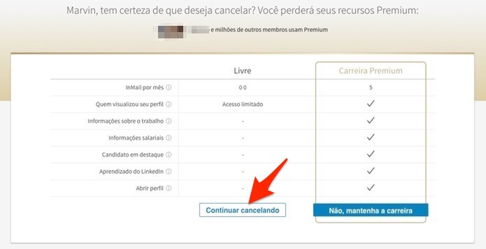 When to start canceling a LinkedIn premium account Photo: Reproduo / Marvin Costa