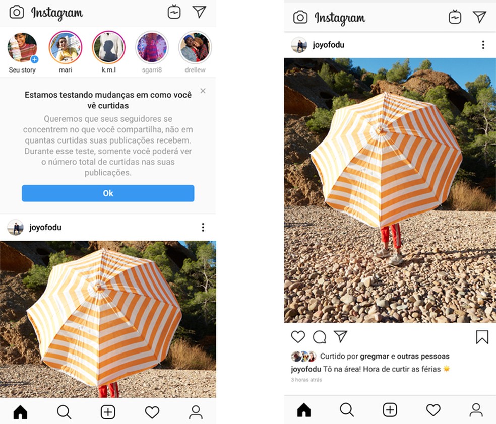 Instagram has changed and ends with likes in experimental feed Photo: Divulgao / Instagram