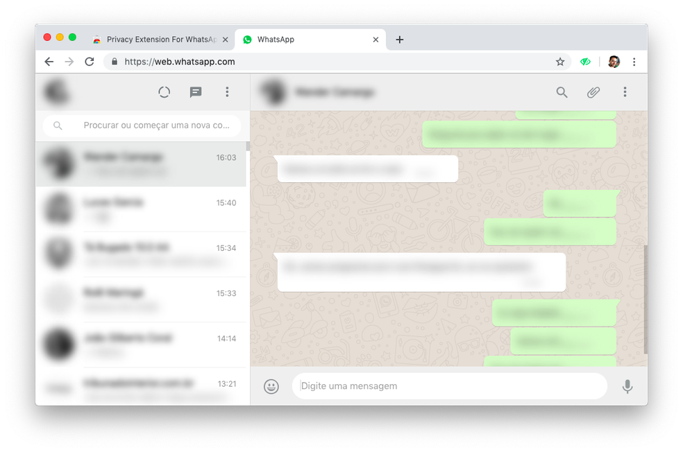 Extensive for Chrome lets you use WhatsApp Web with privacy Photo: Reproduction / Helito Beggiora
