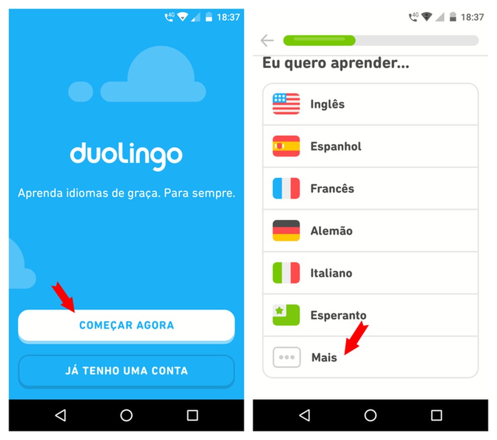 Duolingo has colorful interface and simple features Photo: Reproduction / Adriano