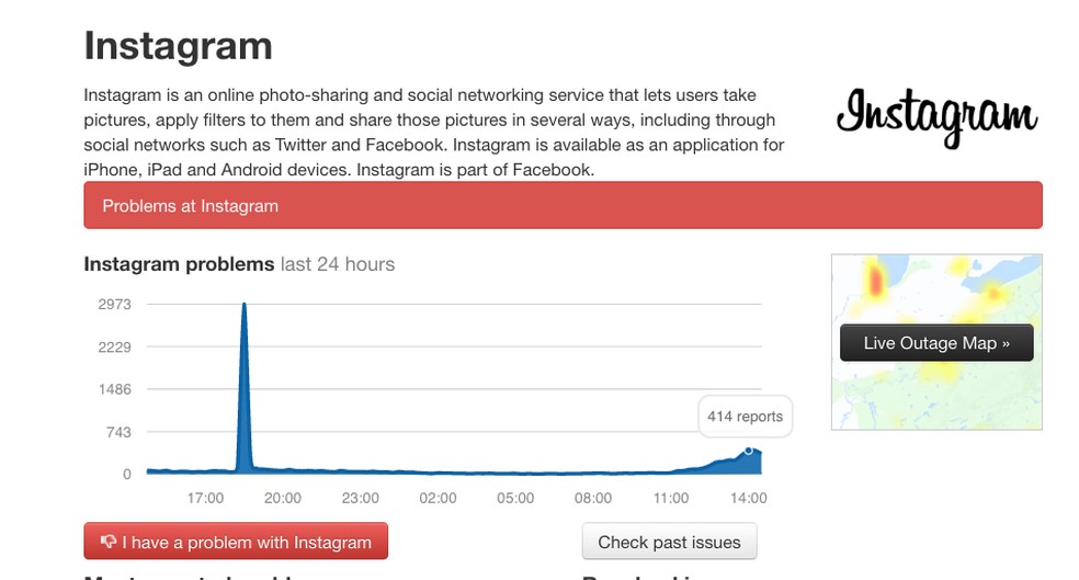Donwdetector records increased Instagram error warnings this Thursday (30) Photo: Playback / Downdetector
