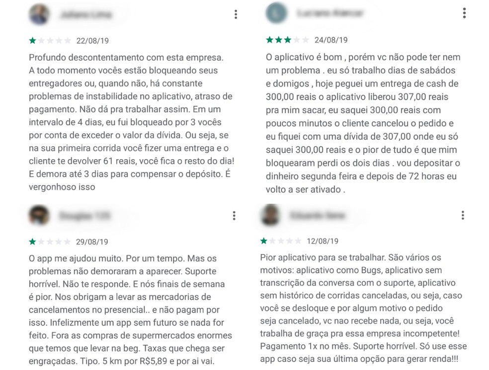 Rappi Deliverer app users complain about Google Play Store review Photo: Reproduction / dnetc
