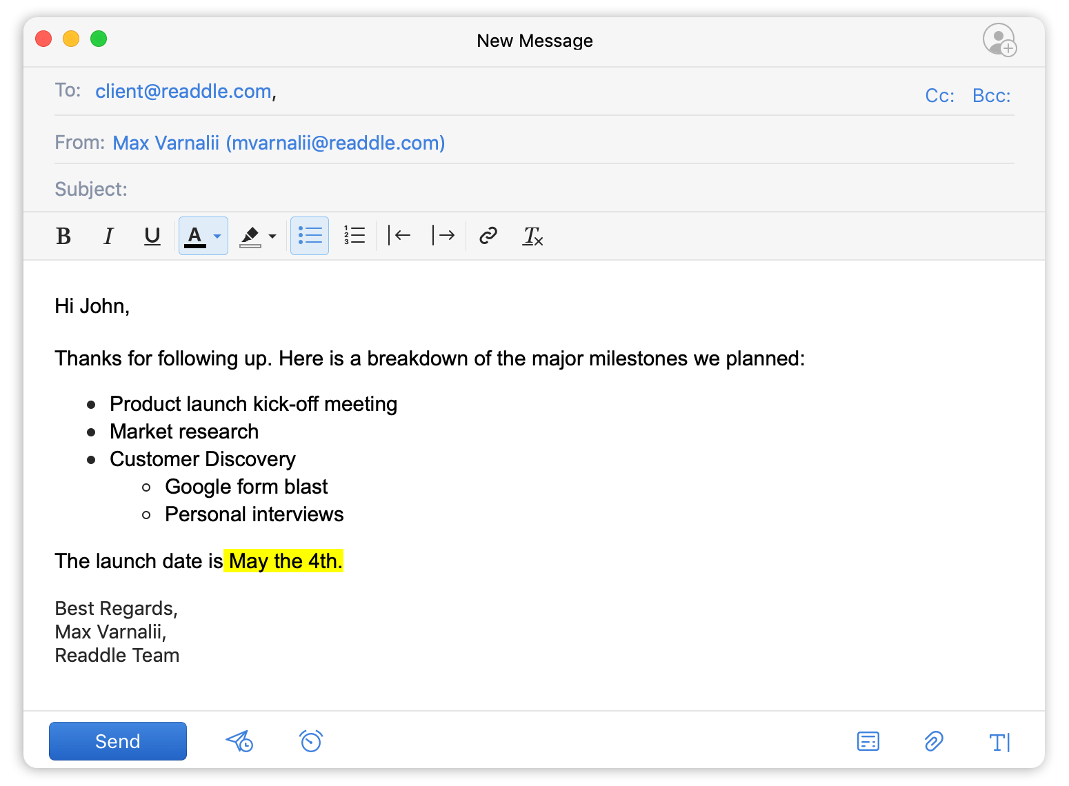 Spark text formatting for Mac