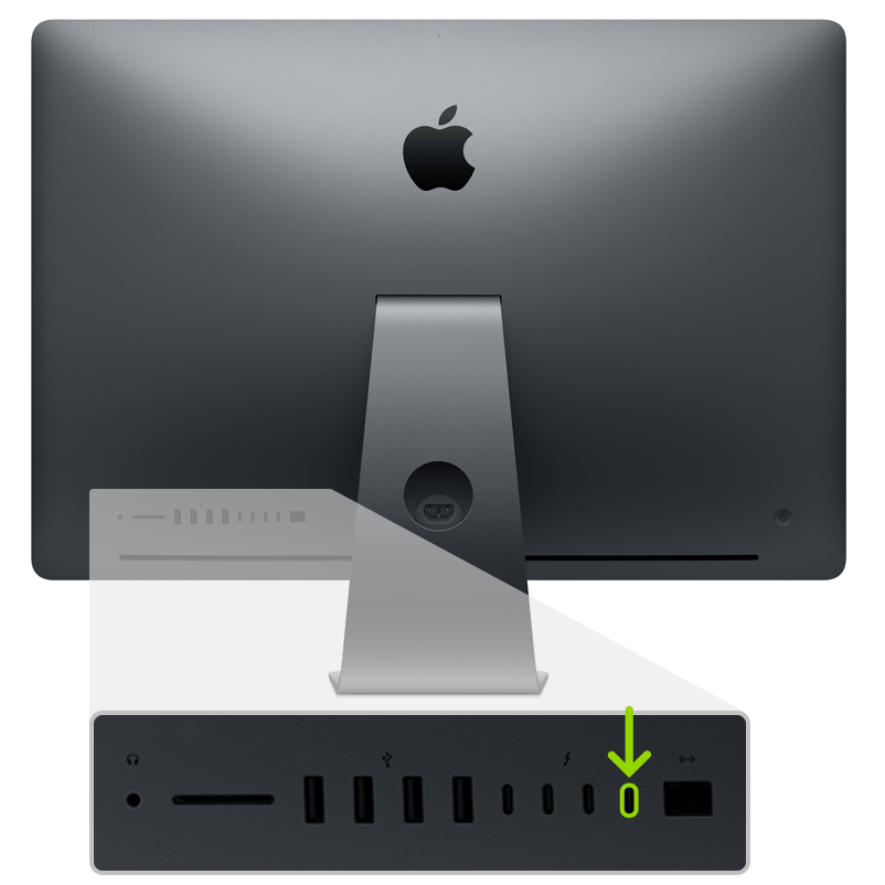 Thunderbolt port next to Ethernet on iMac Pro