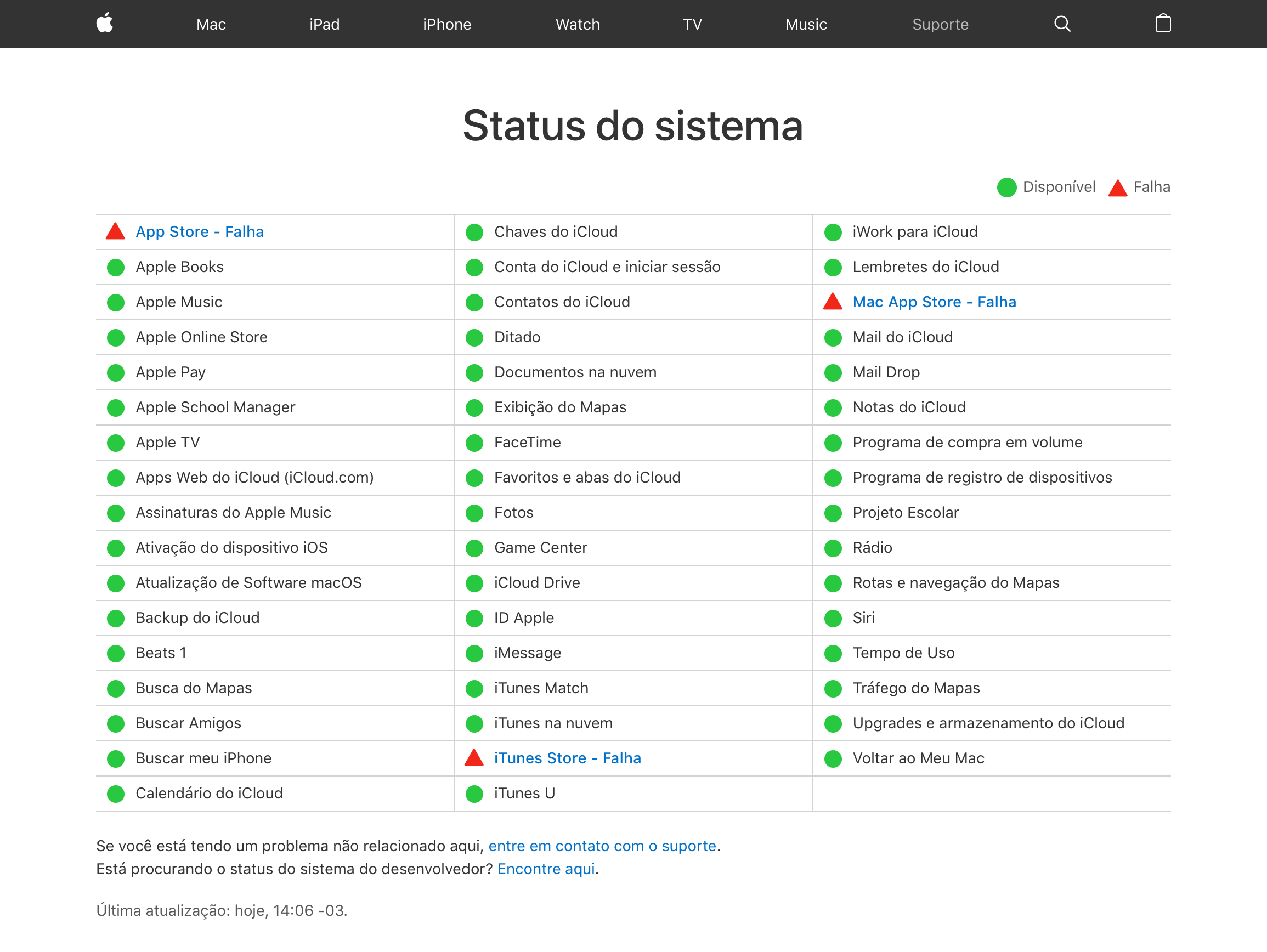 Apple services failed