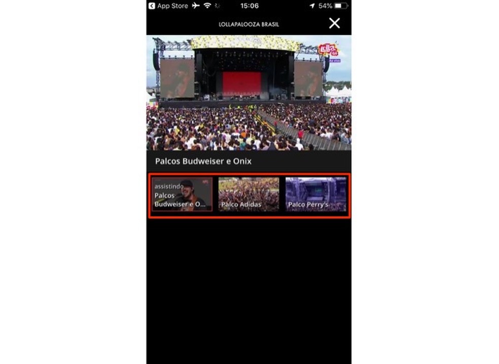 While watching the live broadcast of Lollapalooza's stages via the Globoplay app Photo: Reproduction / Marvin Costa