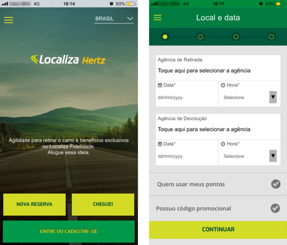 Manage your reservations through the Localiza Foto: Reproduo / Athus Silveira app