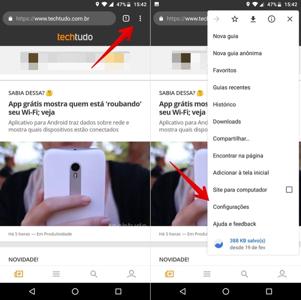Access Chrome Settings for Android Photo: Play / Helito Beggiora