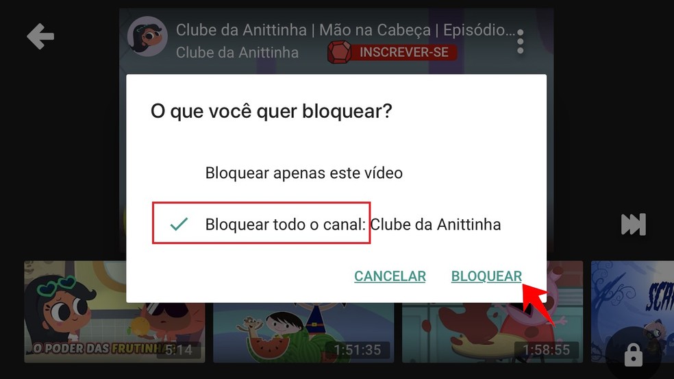 Blocking a channel completely on YouTube Kids Photo: Reproduo / Rodrigo Fernandes