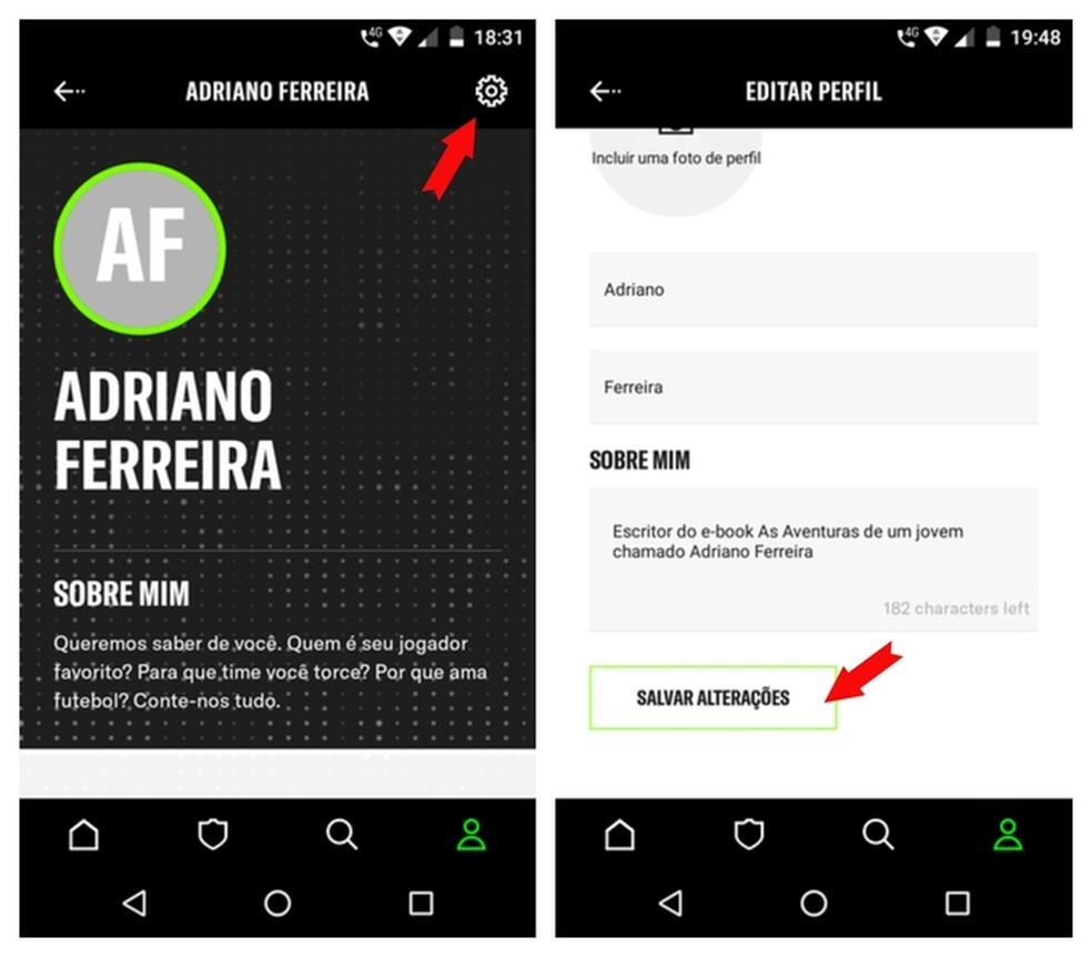 Adjust the required profile information in the OTRO app Photo: Reproduction / Adriano Ferreira