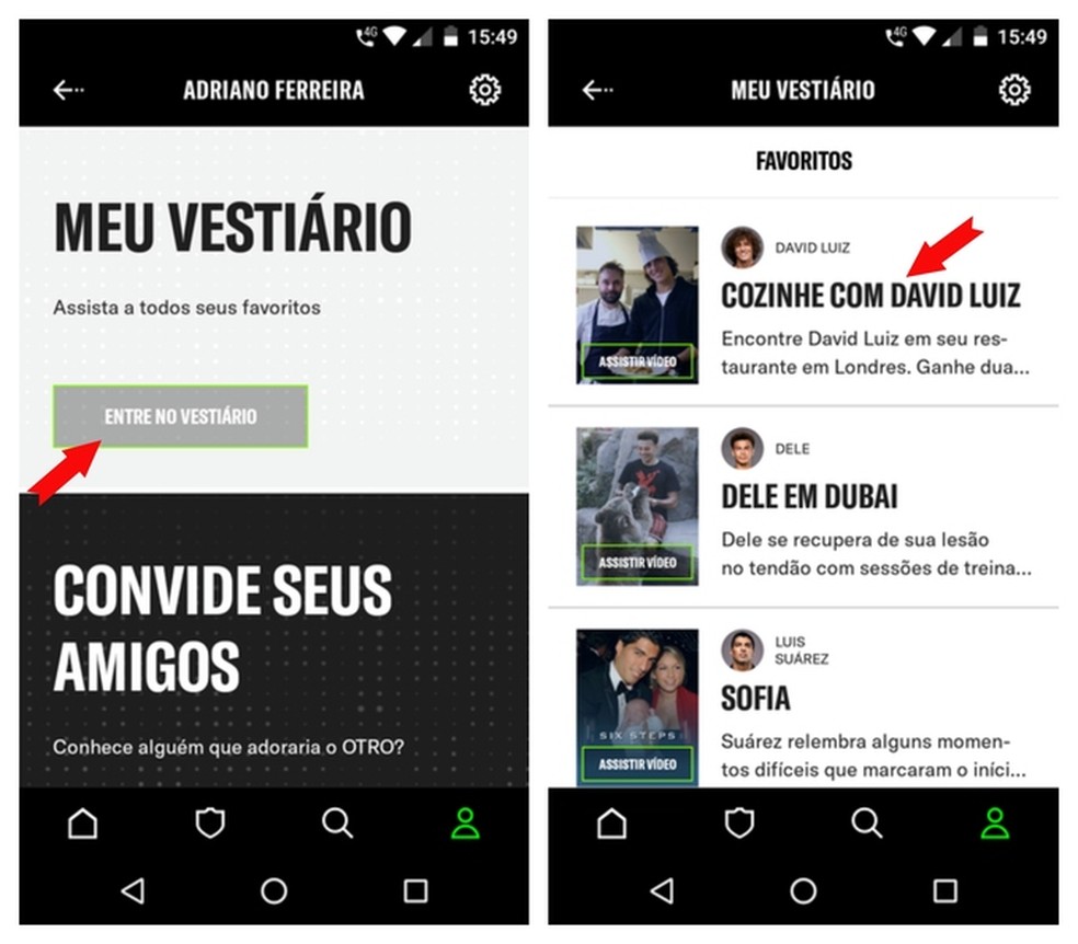 Favorite user content listed in OTRO app Photo: Reproduo / Adriano Ferreira