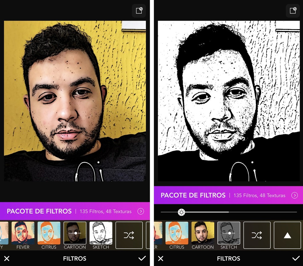 Rookie Cam has filters for making cartoon style or hand-drawn photos. Photo: Reproduo / Rodrigo Fernandes