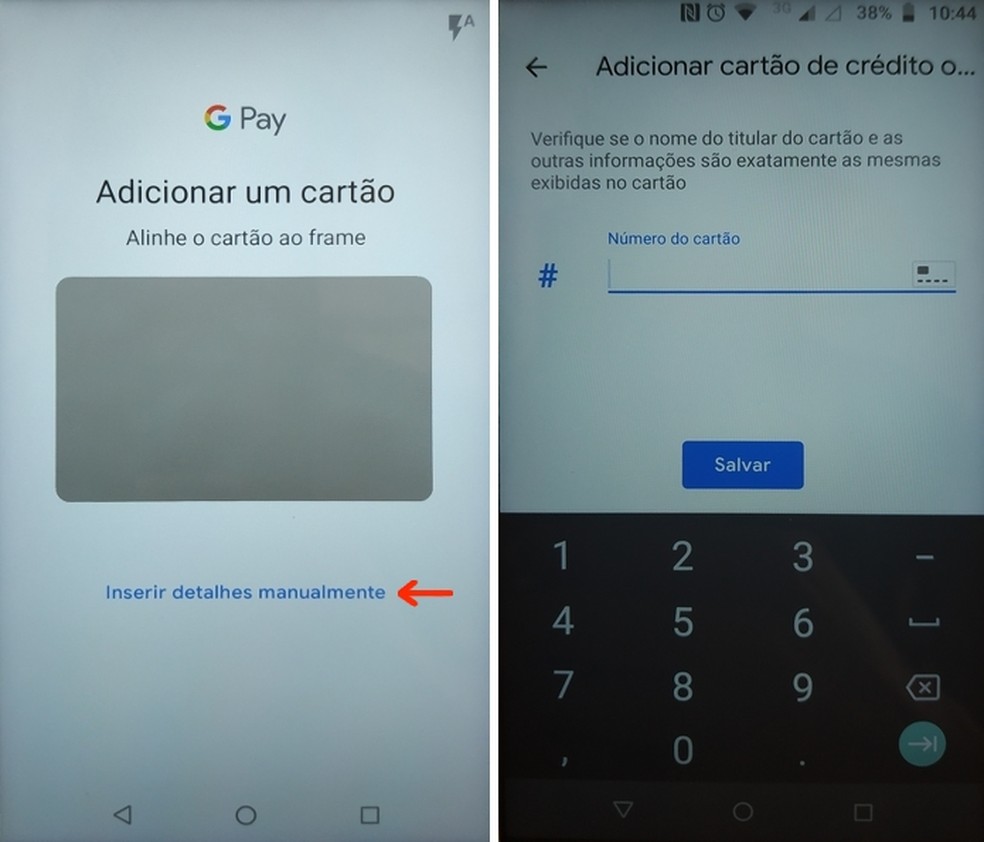 Choose by manually entering Ita credit card data into the Google Pay app Photo: Raquel Freire / dnetc