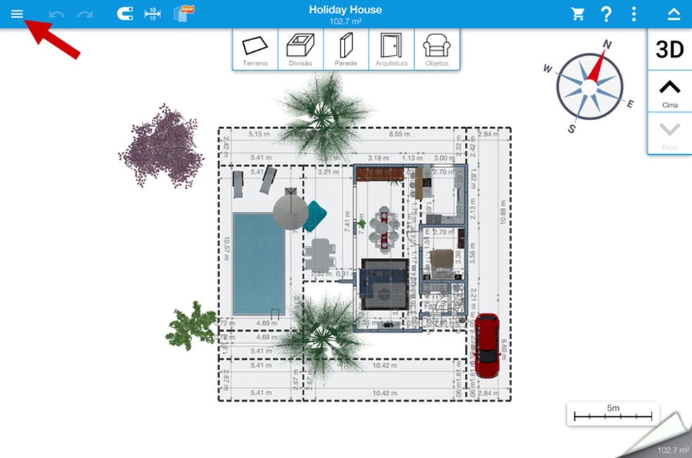 See the plan in 2D perspective with the Home Design 3D app Photo: Reproduo / Isabella Rocha