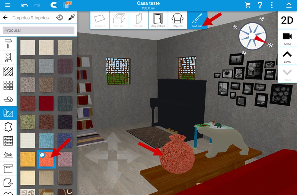 Choose the color you want to decorate your objects and walls in the Home Design 3D app. Photo: Reproduo / Isabella Rocha