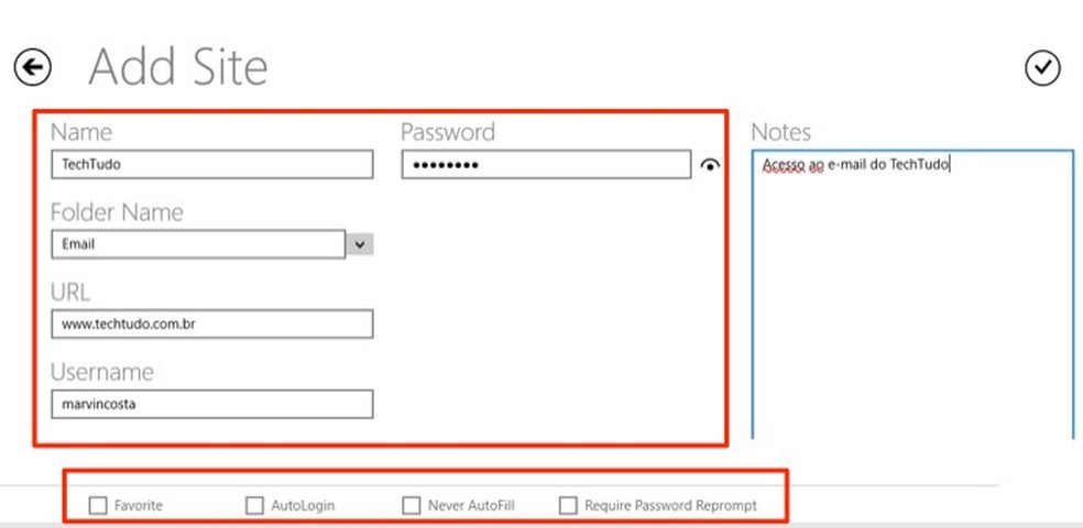 When to add access data to a site in LastPass software for Windows Photo: Reproduction / Marvin Costa