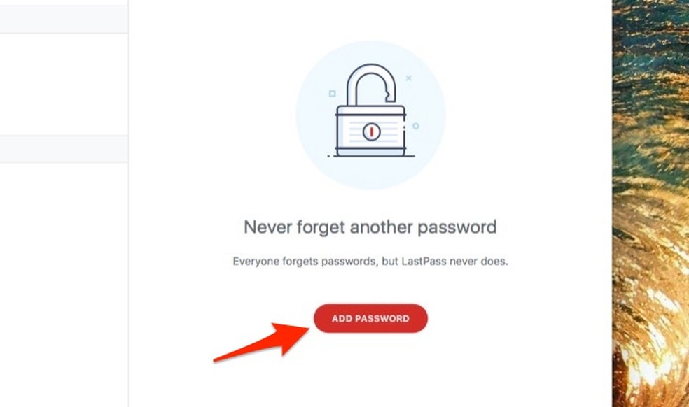 When to start the screen to save access data from a website in LastPass software for Mac Photo: Reproduction / Marvin Costa