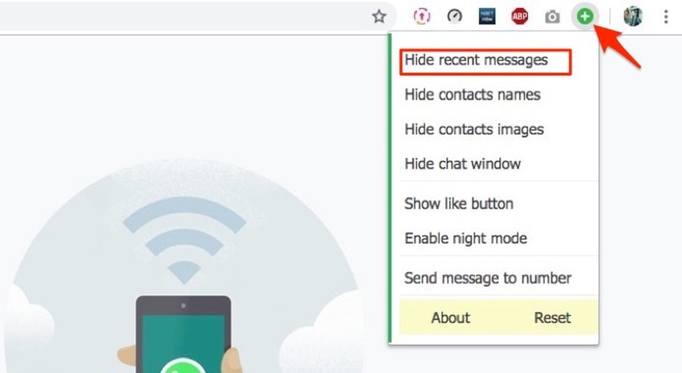 When to hide recent messages on WhatsApp Web with the extensive WA Web Plus Photo: Playback / Marvin Costa
