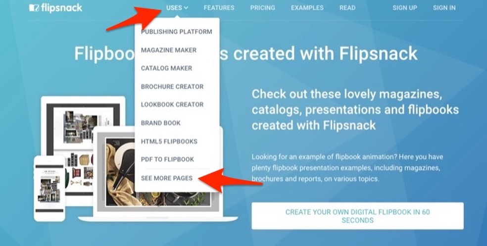 Open options for use on the Flipsnack website Photo: Playback / Marvin Costa