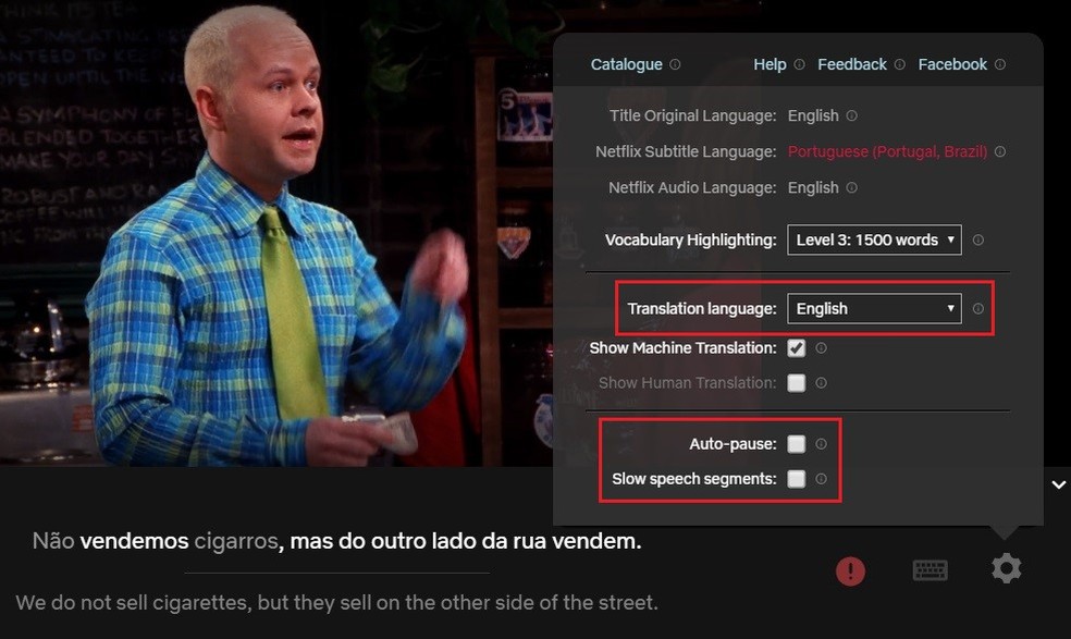 You can select any language available on Netflix to view the caption. Photo: Playback / Rodrigo Fernandes