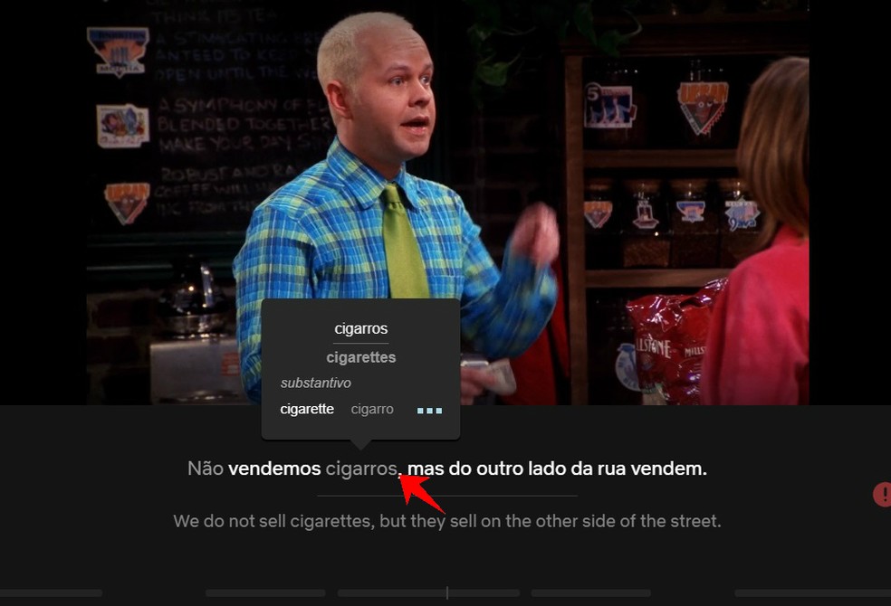 Extensive displays two simultaneous subtitles on Netflix and shows translation of words Photo: Reproduction / Rodrigo Fernandes