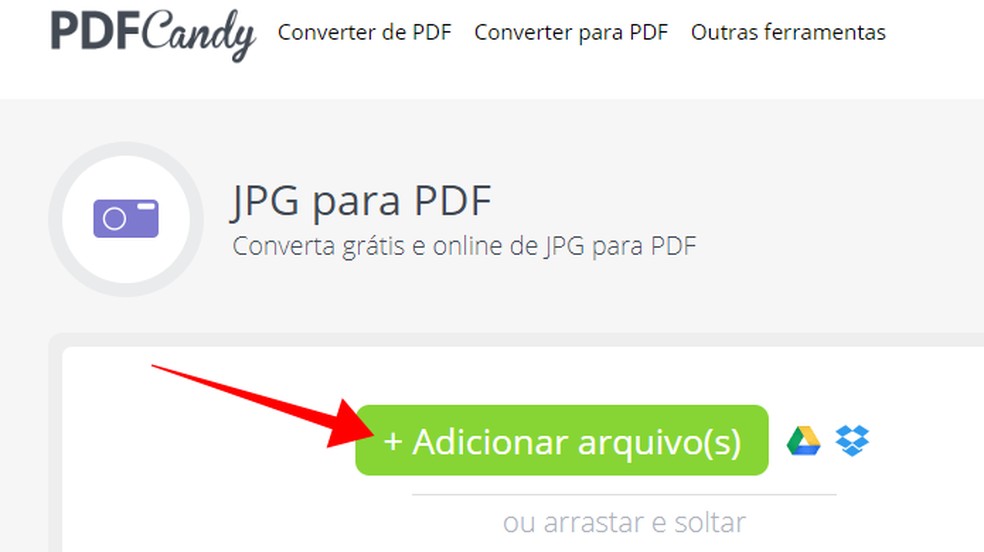 Add photos from PC or cloud to PDF Candy Photo: Reproduction / Paulo Alves