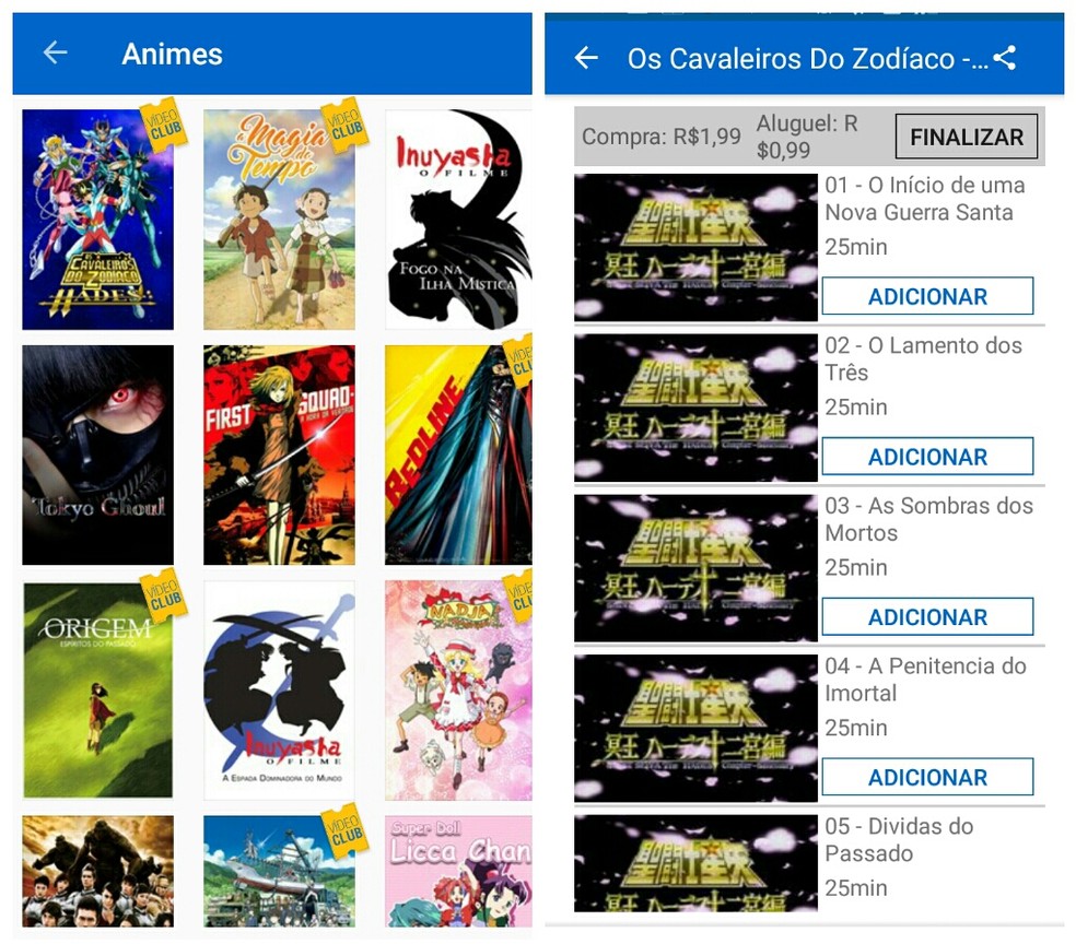 Brazilian streaming service allows rent and purchase of anime Photo: Reproduction / Daniel Dutra