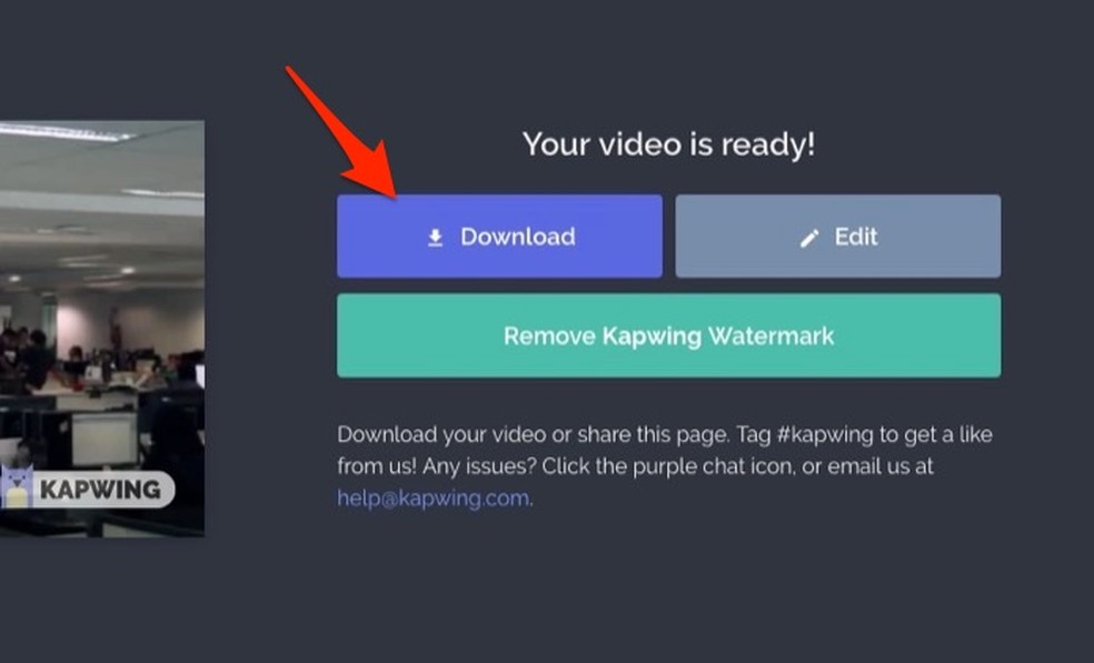 When to download a video edited on the online service Kapwing Photo: Playback / Marvin Costa