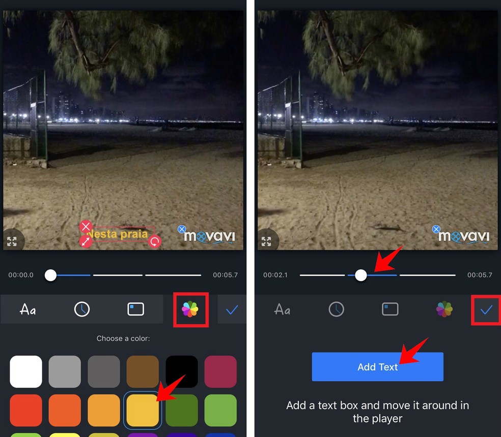 Movavi allows you to create subtitles of various colors in the videos. Photo: Reproduction / Rodrigo Fernandes