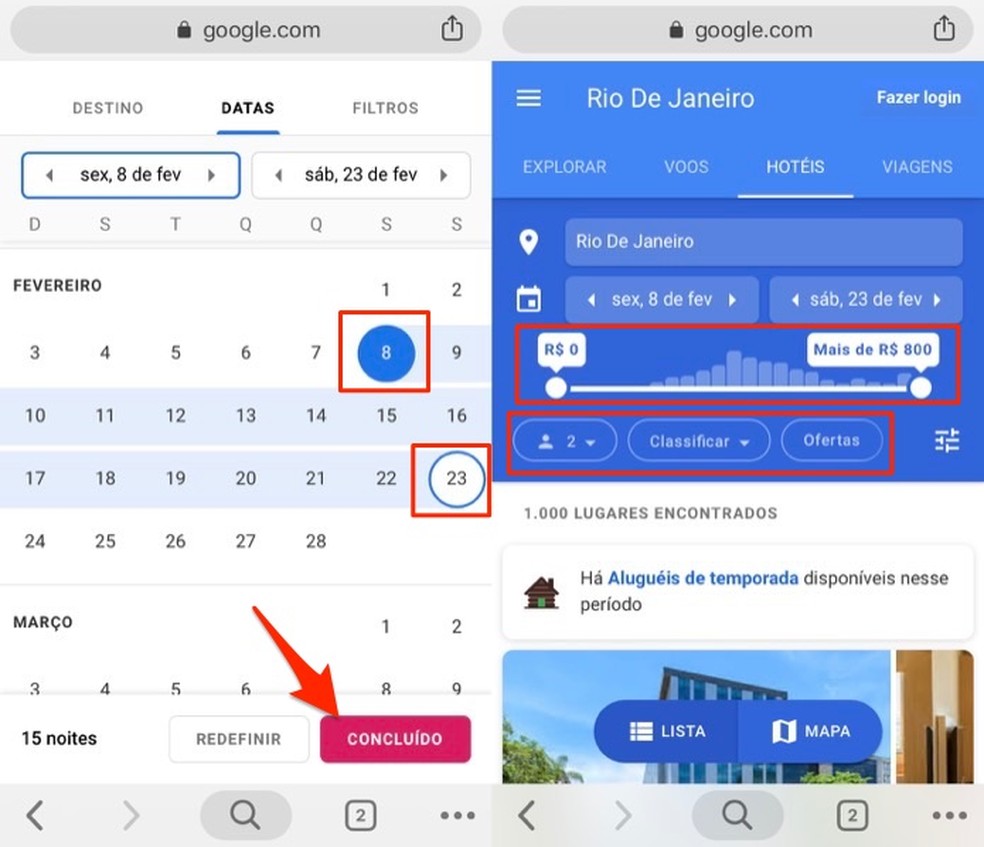 When to set a Google Hotel hosting date and hotel search filters: Reproduo / Marvin Costa