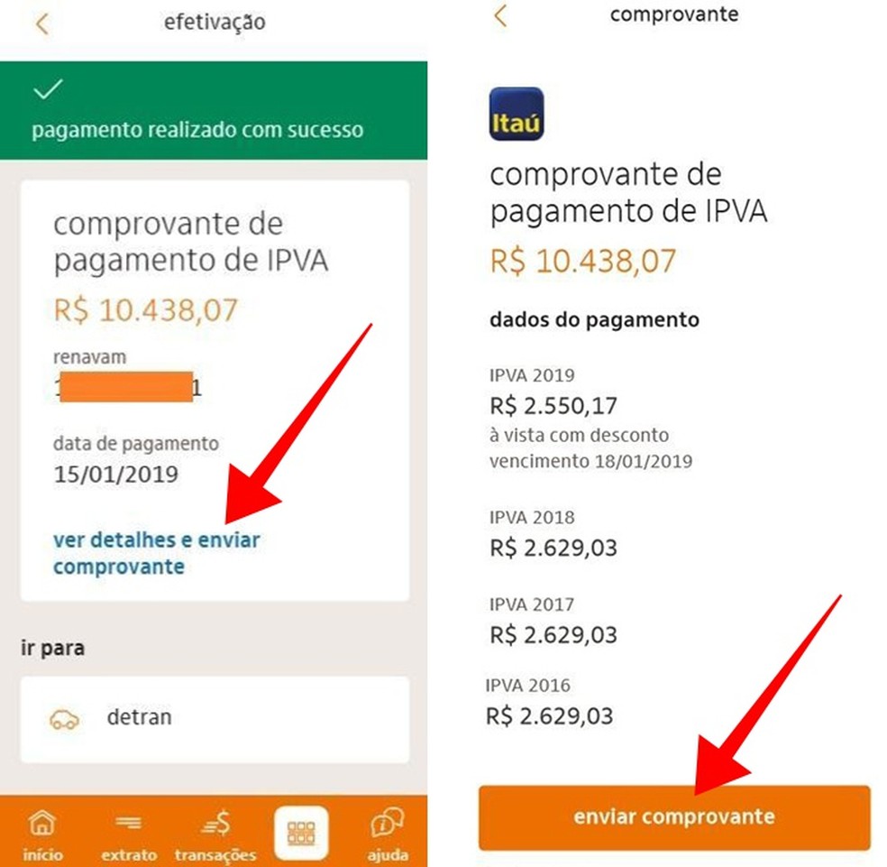 Ita App issues IPVA voucher on the spot Photo: Reproduo / Paulo Alves