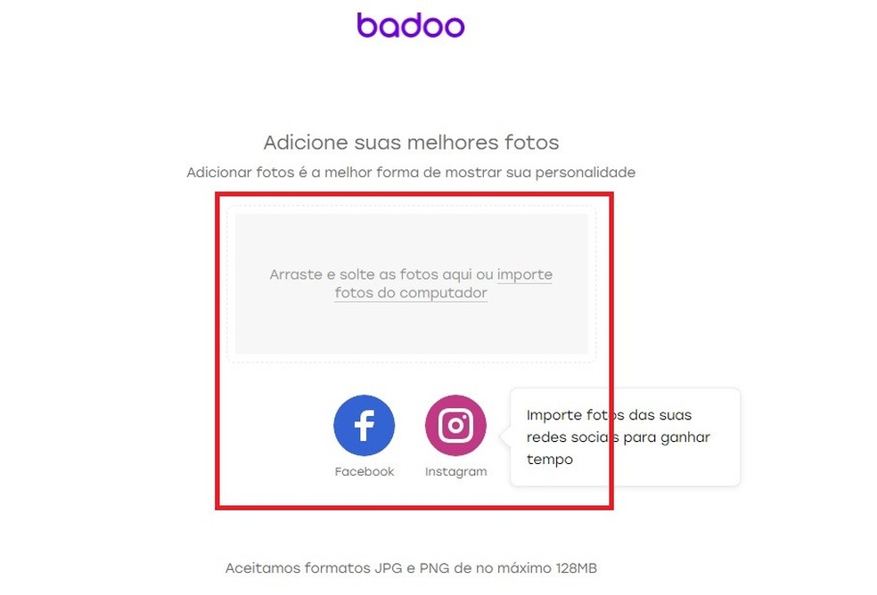   I need to add a profile photo to complete my Badoo account Photo: Reproduo / Rodrigo Fernandes