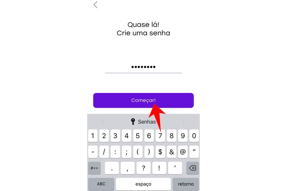 Creating a password for Badoo's mobile profile Photo: Reproduo / Rodrigo Fernandes