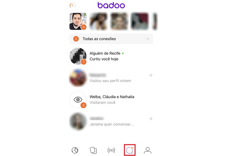 Badoo rene all conversations and likes received by the app Photo: Reproduo / Rodrigo Fernandes